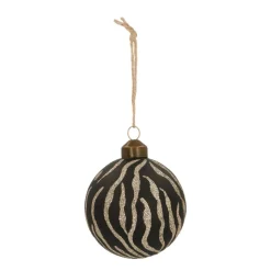 Edle Weihnachtskugel Tigerprint, Schwarz, Glas, 8 Cm