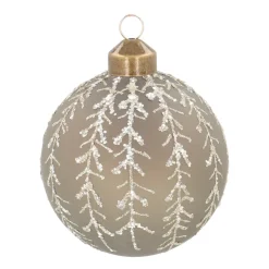 Edle Weihnachtskugel Zweige, Taupe, Glas, 8 Cm