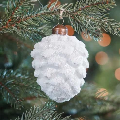 Edler Anhänger Tannenzapfen, Altsilber, Glas, 10 Cm