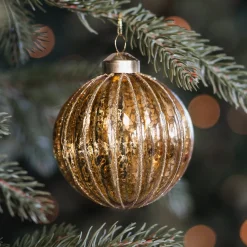 Elegante Bronzene Weihnachtskugel Mit Craquelé-Vintage-Look