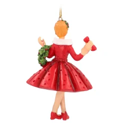 Eleganter Weihnachtsanhänger: Frau Mit Rotem Kleid