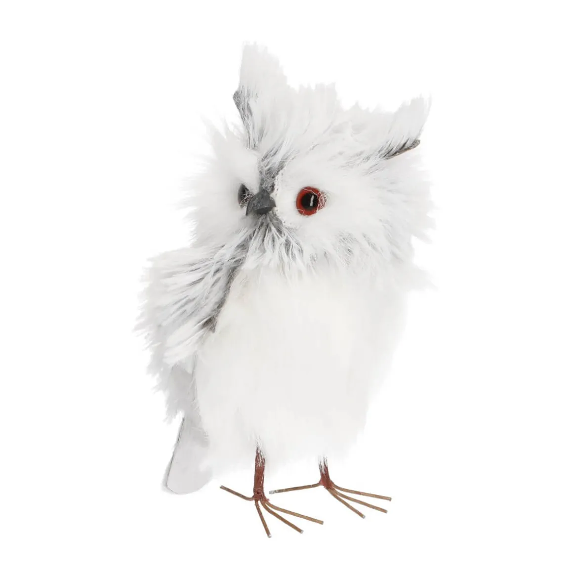 Eule Silber-weiß, Aus Stoff, 14 Cm