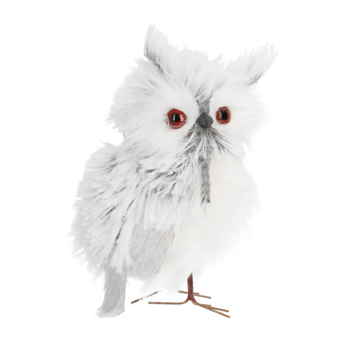 Eule Silber-weiß, Aus Stoff, 14 Cm