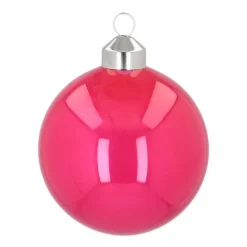 Extravagante Pop-art Weihnachtskugel „Holly Yolly“, Pink, Glas, 8 Cm