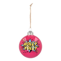 Extravagante Pop-art Weihnachtskugel „Holly Yolly“, Pink, Glas, 8 Cm