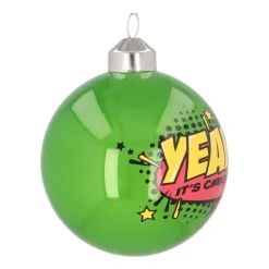 Extravagante Pop-art Weihnachtskugel „Yeah“, Grün, Glas, 8 Cm