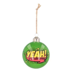 Extravagante Pop-art Weihnachtskugel „Yeah“, Grün, Glas, 8 Cm