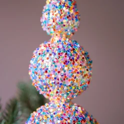 Funkelnde Glasbaumspitze Mit Mehrfarbigen Pailletten