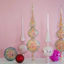 Funkelnde Glasbaumspitze Mit Mehrfarbigen Pailletten