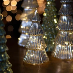 Glas Tannenbaum Linienförmig Mit LED Beleuchtung, Silber, 19 Cm