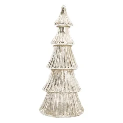 Glas Tannenbaum Linienförmig Mit LED Beleuchtung, Silber, 27 Cm