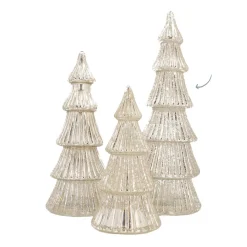 Glas Tannenbaum Linienförmig Mit LED Beleuchtung, Silber, 37 Cm