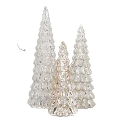 Glas Tannenbaum Mit LED Beleuchtung, Silber, 27 Cm