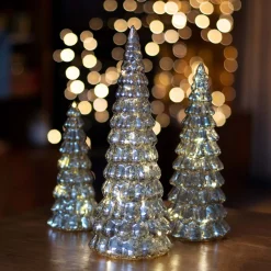 Glas Tannenbaum Mit LED Beleuchtung, Silber, 33 Cm