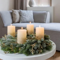 Glitzer Blättergirlande, Hellgold, 260 Cm