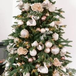 Glitzer Blättergirlande Silber, 260 Cm