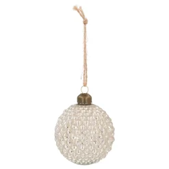 Gläserne Champagnerfarbene Weihnachtskugel Mit Relief