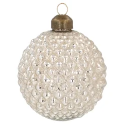 Gläserne Champagnerfarbene Weihnachtskugel Mit Relief