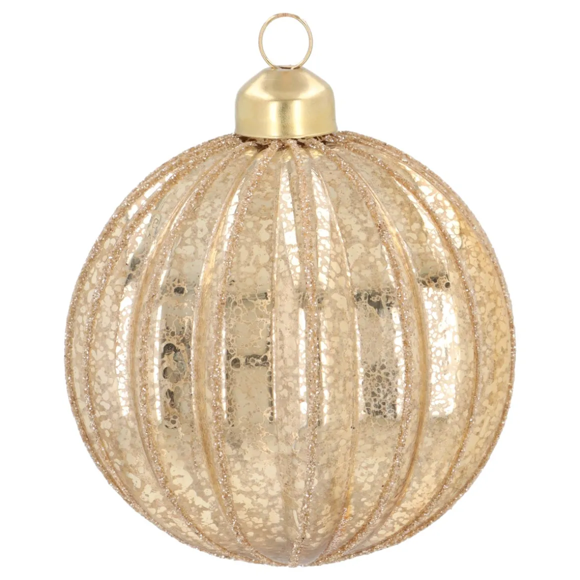Goldene Craquelé-Weihnachtskugel Mit Glitzer