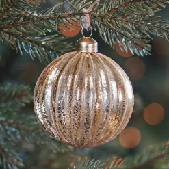 Goldene Craquelé-Weihnachtskugel Mit Glitzer
