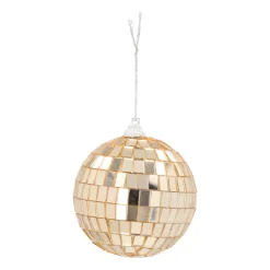 Goldene Disco-Weihnachtskugel Mit Reflektierenden Spiegelplättchen