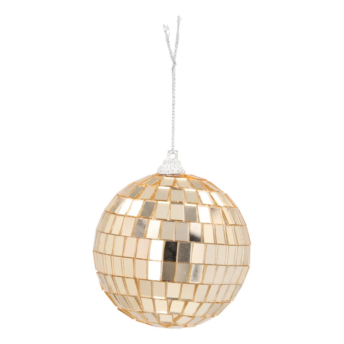 Goldene Disco-Weihnachtskugel Mit Reflektierenden Spiegelplättchen