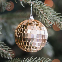 Goldene Disco-Weihnachtskugel Mit Reflektierenden Spiegelplättchen