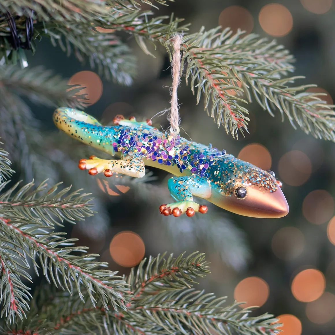 Goldener Gecko Weihnachtsanhänger Für Eine Exotische Weihnachtsdekoration