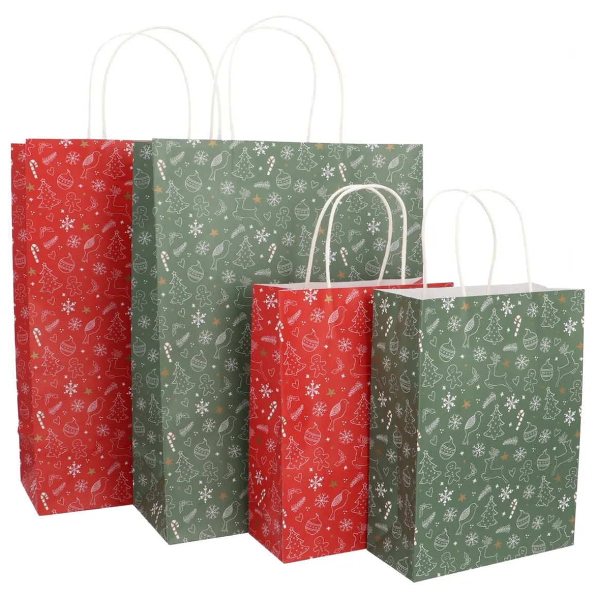 Grüne Geschenktasche Mit Fröhlichen Weihnachtsfiguren