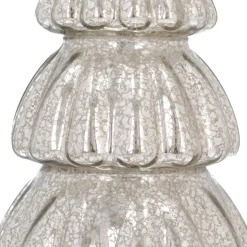 Großer Voluminöser Silberner LED-Weihnachtsbaum Mit Relief