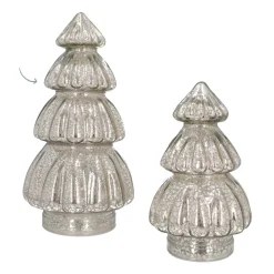 Großer Voluminöser Silberner LED-Weihnachtsbaum Mit Relief