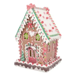 Großes LED Süßigkeitenhaus, Braun, Modelliermasse, 34 Cm