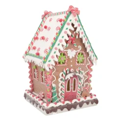 Großes LED Süßigkeitenhaus, Braun, Modelliermasse, 34 Cm