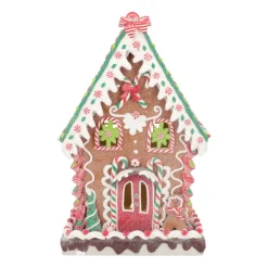 Großes LED Süßigkeitenhaus, Braun, Modelliermasse, 34 Cm