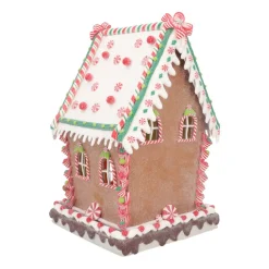 Großes LED Süßigkeitenhaus, Braun, Modelliermasse, 34 Cm