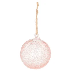 Handgefertigte Weihnachtskugel In Pastellrosa Mit Kristallen