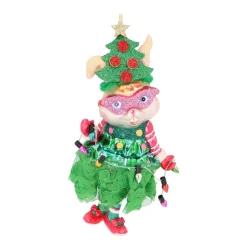 Handgemachtes Kaninchen Mit Weihnachtsoutfit Als Baumanhänger