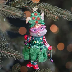 Handgemachtes Kaninchen Mit Weihnachtsoutfit Als Baumanhänger