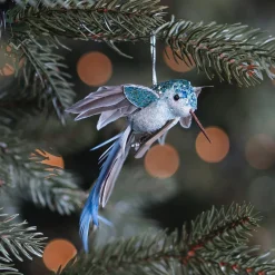 Hellblauer Fliegender Kolibri Für Den Weihnachtsbaum