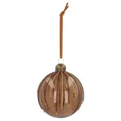 Hellbraune Weihnachtskugel Mit Glitzerstreifen