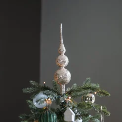 Helle Goldfarbene Baumspitze Aus Glas Mit Glitter