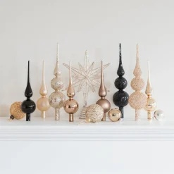 Helle Goldfarbene Baumspitze Aus Glas Mit Glitter