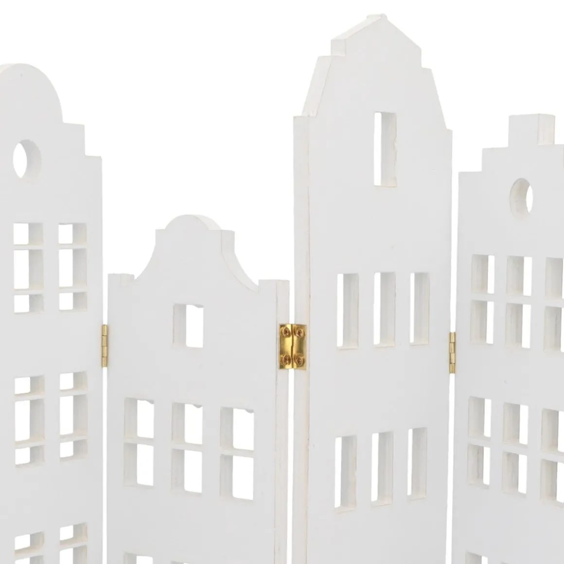 Holzhäuserreihe Weiß Mit Goldenen Scharnieren