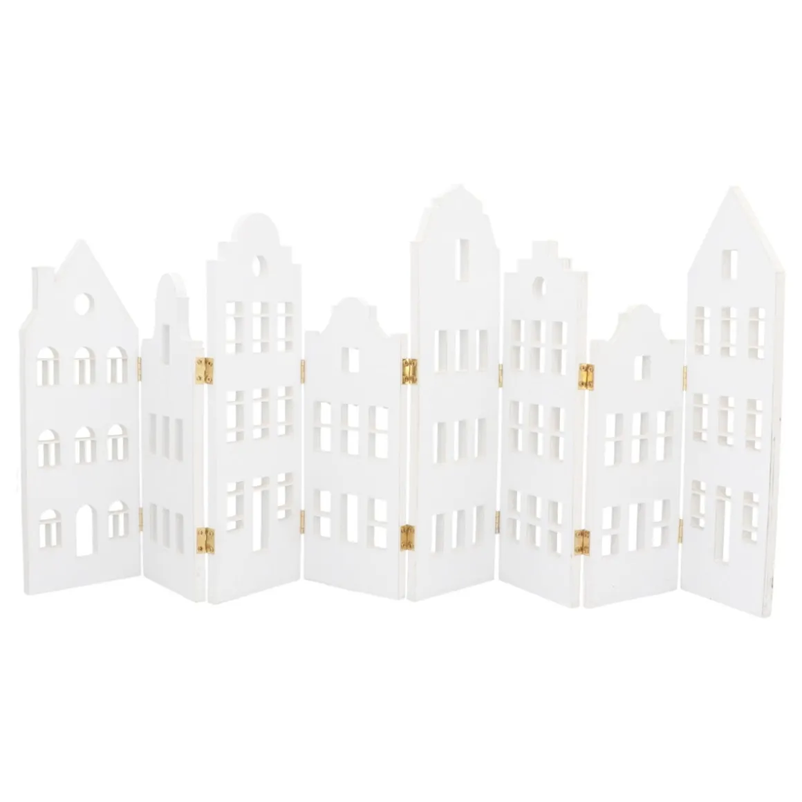 Holzhäuserreihe Weiß Mit Goldenen Scharnieren