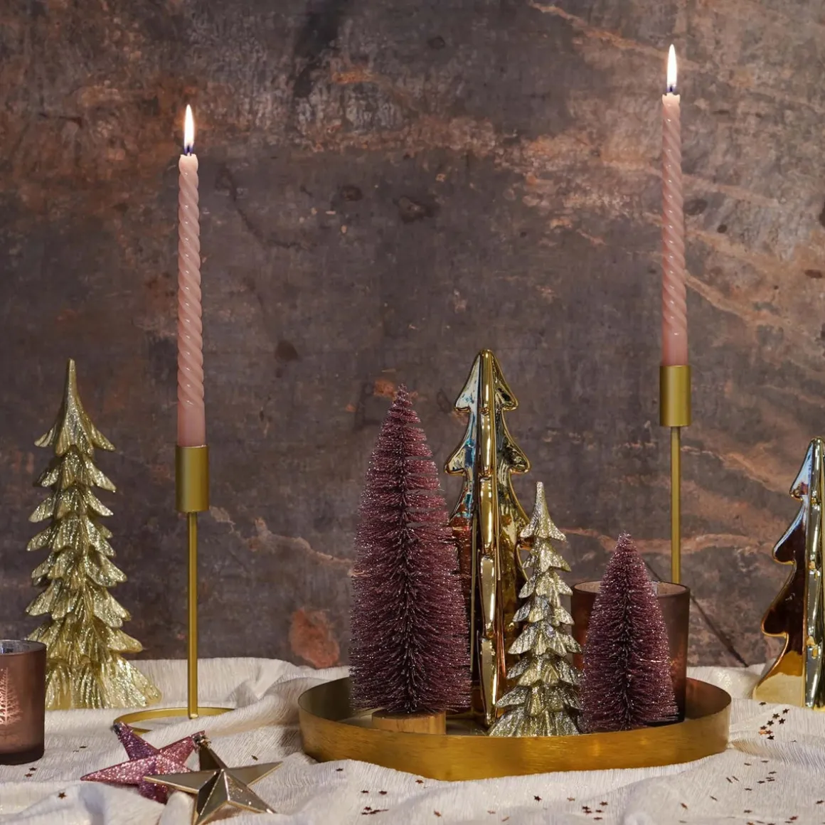 Kerzenständer, Gold, Metall, 25 Cm