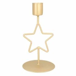 Kerzenständer Stern, Gold, Metall, 15 Cm