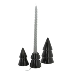 Kerzenständer Tannenbaum, Schwarz, Porzellan, 10 Cm