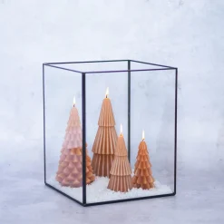 Kleine 3D-Weihnachtsbaumkerze - Ocker