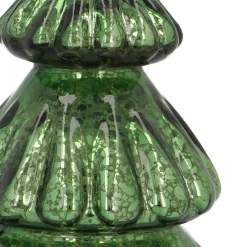Kleiner Voluminöser Grüner LED-Weihnachtsbaum Aus Craquelé-Glas