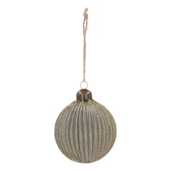 Landhaus-Style: Grüne Weihnachtskugel Mit Goldenem Glitzer